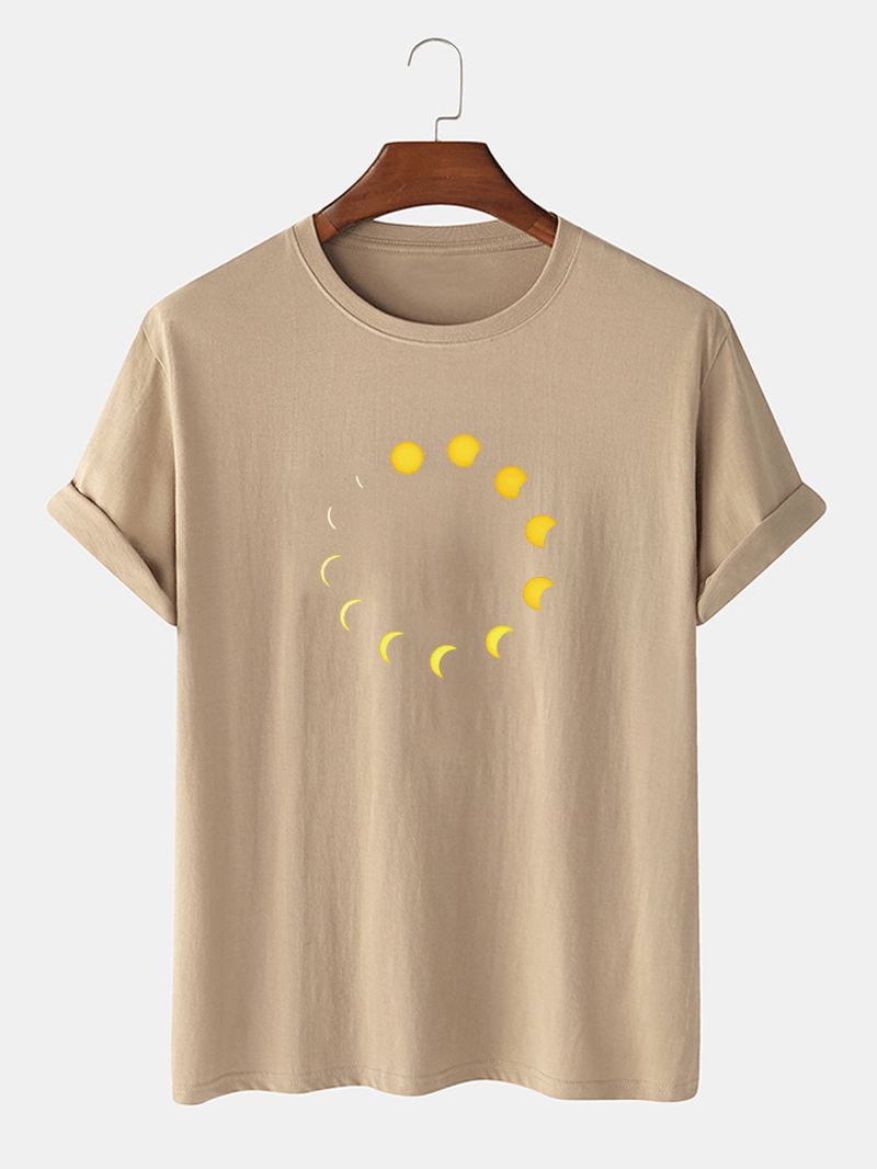 100% Bomuld Åndbar Moon Eclipse Med Tryk Kortærmede Casual T-shirts