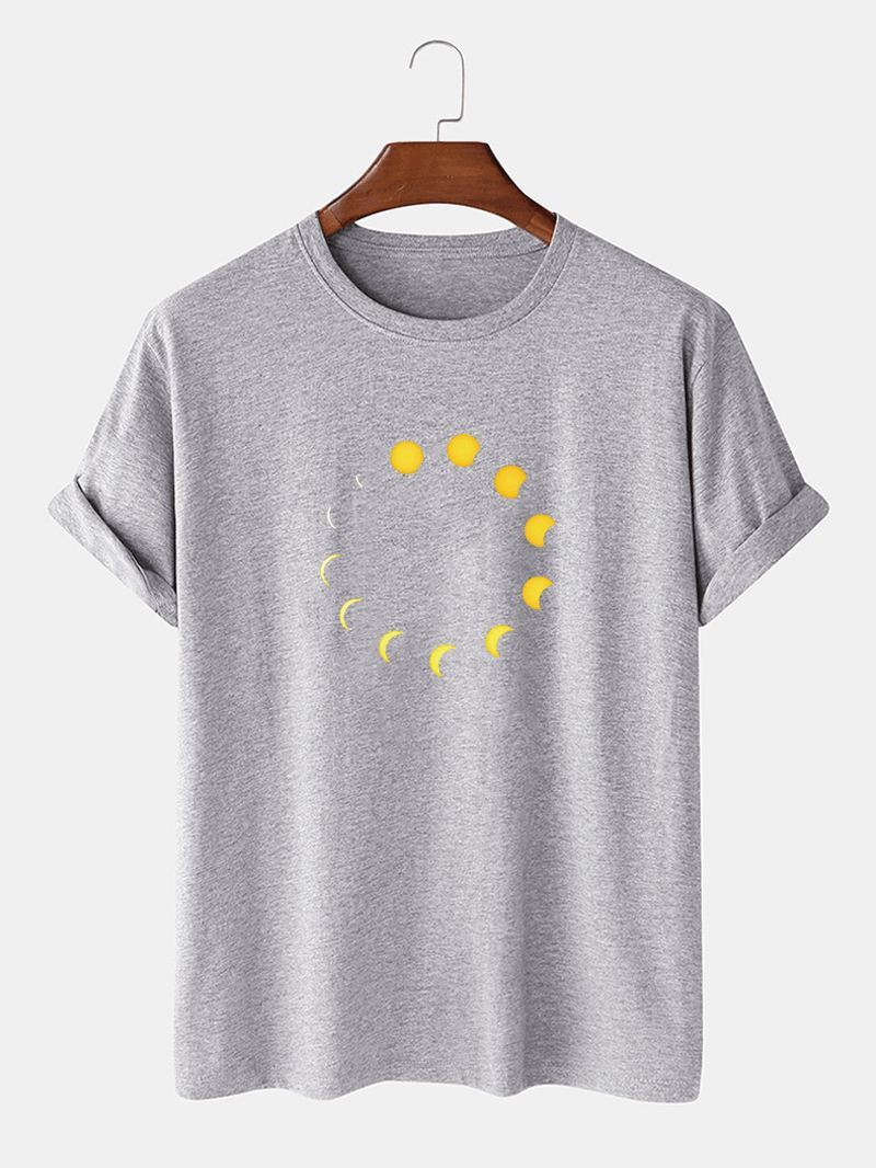 100% Bomuld Åndbar Moon Eclipse Med Tryk Kortærmede Casual T-shirts