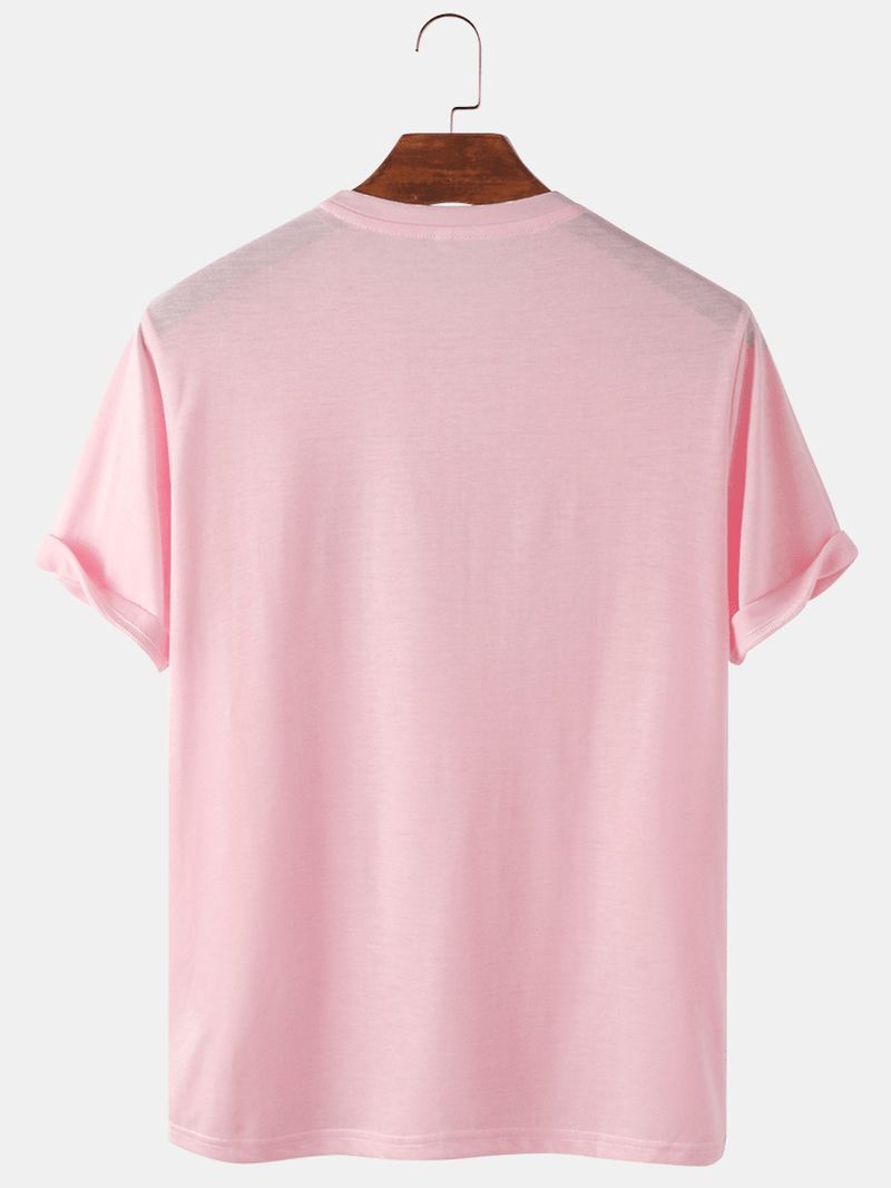 100% Bomuld Brevtryk Ananas Mønster Pink Kortærmede Casual T-shirts