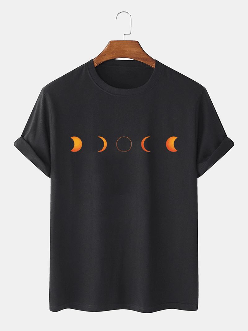 Bomuld Designer Lunar Eclipse Med Tryk Åndbare Kortærmede T-shirts