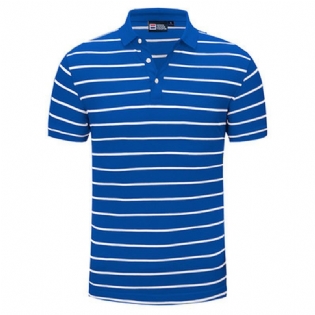 Casual Polo Skjorte Stribet Revers Kortærmet T-shirt