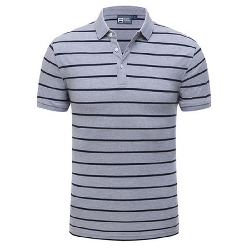 Casual Polo Skjorte Stribet Revers Kortærmet T-shirt