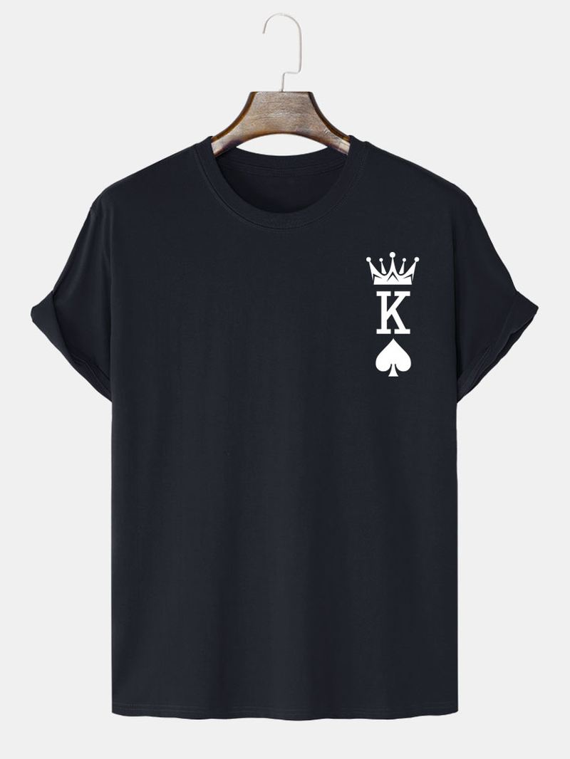 Herre 100% Bomuld Crown King Of Spades T-shirts Med Pokertryk