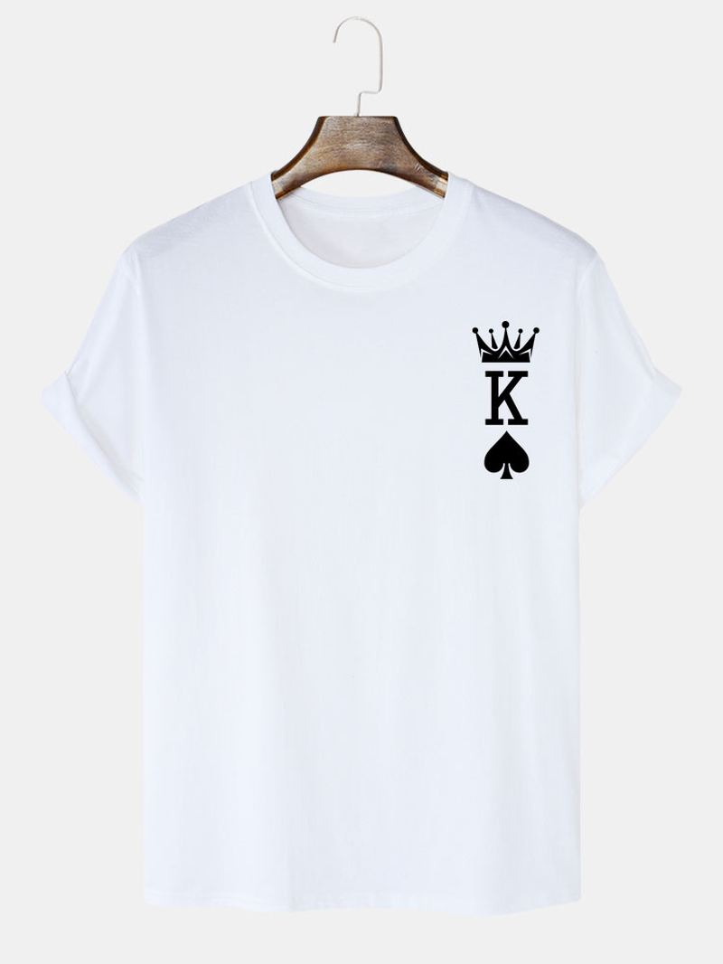 Herre 100% Bomuld Crown King Of Spades T-shirts Med Pokertryk