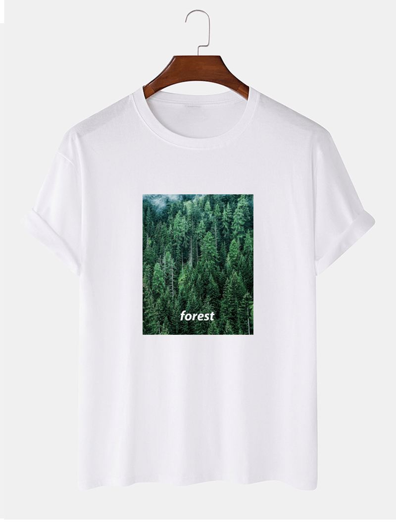 Herre 100% Bomuld Forest Med Tryk Casual Kortærmede T-shirts