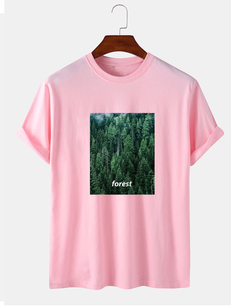 Herre 100% Bomuld Forest Med Tryk Casual Kortærmede T-shirts