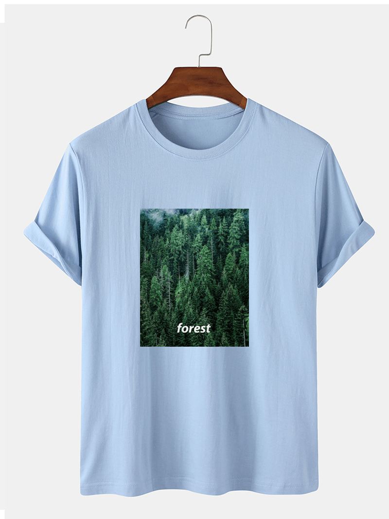 Herre 100% Bomuld Forest Med Tryk Casual Kortærmede T-shirts