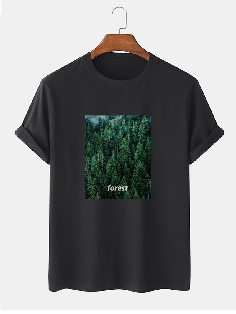 Herre 100% Bomuld Forest Med Tryk Casual Kortærmede T-shirts