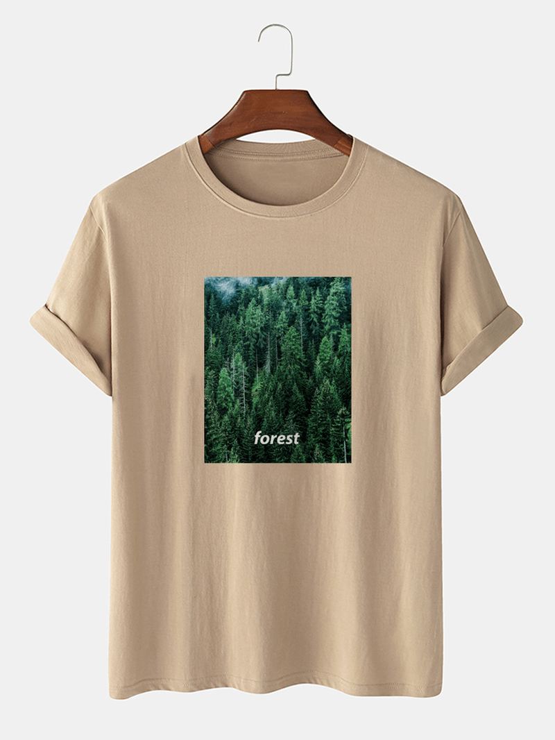 Herre 100% Bomuld Forest Med Tryk Casual Kortærmede T-shirts