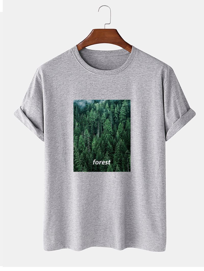 Herre 100% Bomuld Forest Med Tryk Casual Kortærmede T-shirts