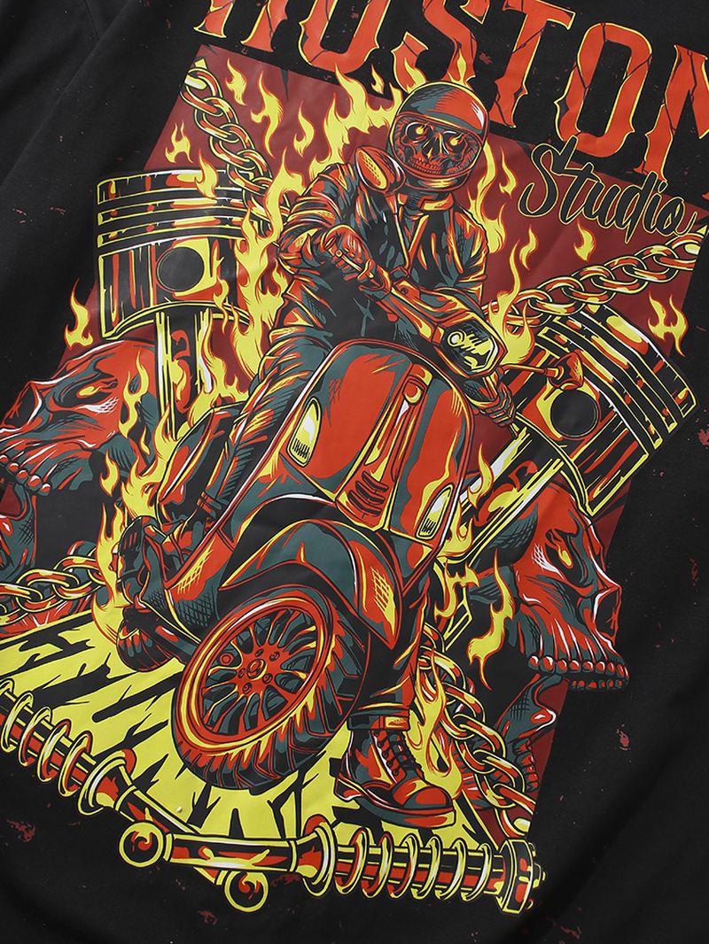 Herre 100% Bomuld Ghost Rider Med Tryk Rund Hals Kortærmet T-shirt