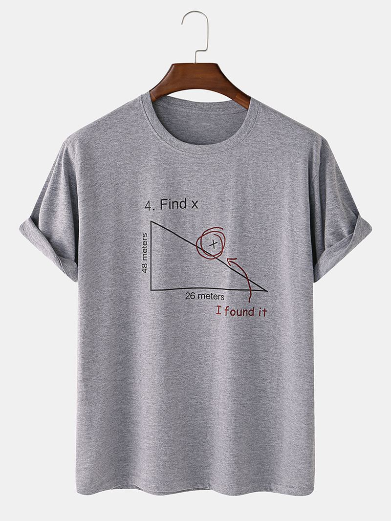 Herre 100% Bomuld Matematik Geometri Med Tryk Kortærmede T-shirts