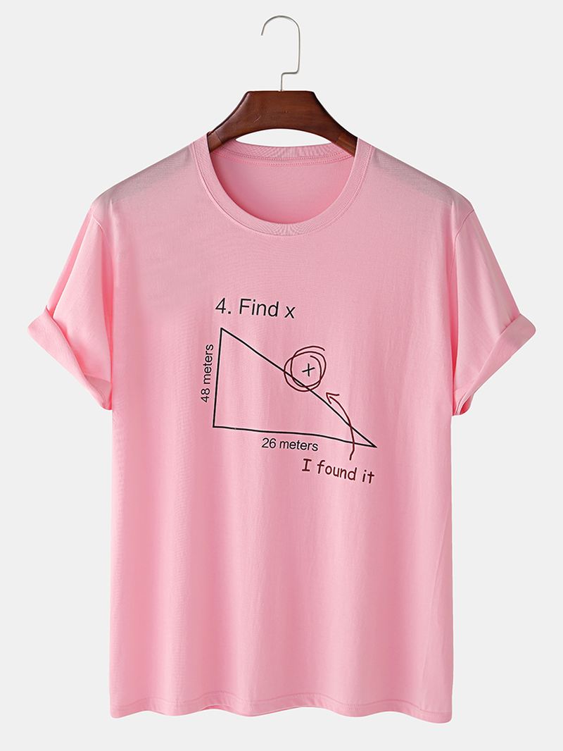 Herre 100% Bomuld Matematik Geometri Med Tryk Kortærmede T-shirts