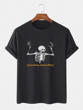 Herre 100% Bomuld Skeleton Letter Med Tryk Kortærmede T-shirts