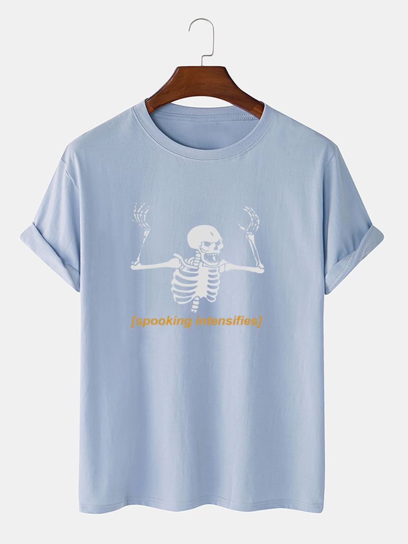 Herre 100% Bomuld Skeleton Letter Med Tryk Kortærmede T-shirts