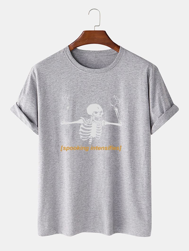 Herre 100% Bomuld Skeleton Letter Med Tryk Kortærmede T-shirts