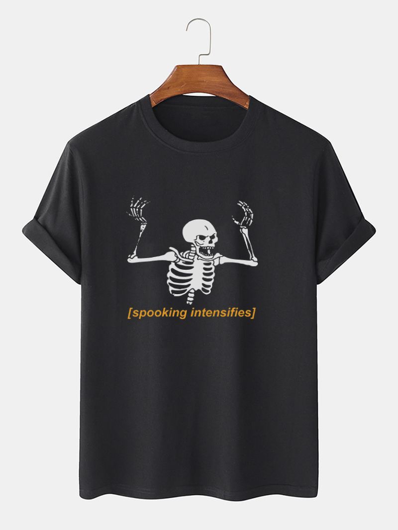 Herre 100% Bomuld Skeleton Letter Med Tryk Kortærmede T-shirts