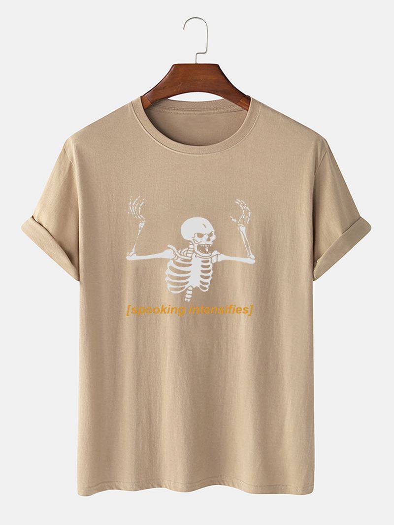 Herre 100% Bomuld Skeleton Letter Med Tryk Kortærmede T-shirts