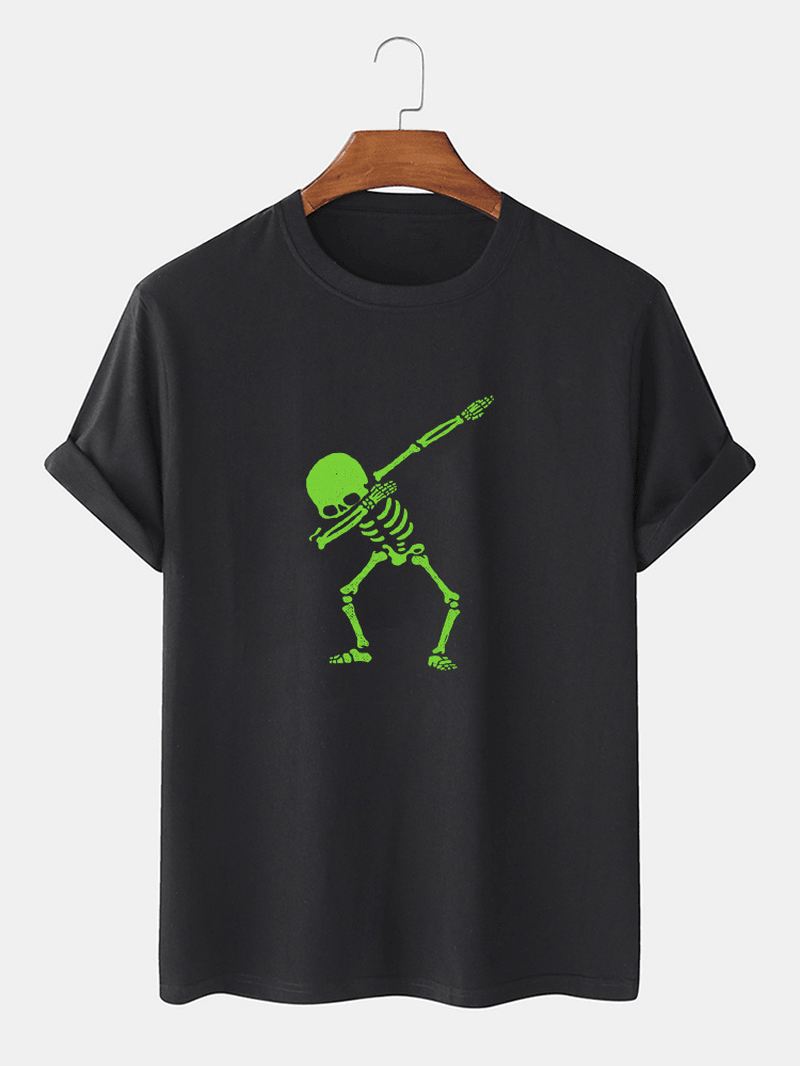 Herre 100% Bomuld Skelettrykte O-hals Kortærmede T-shirts