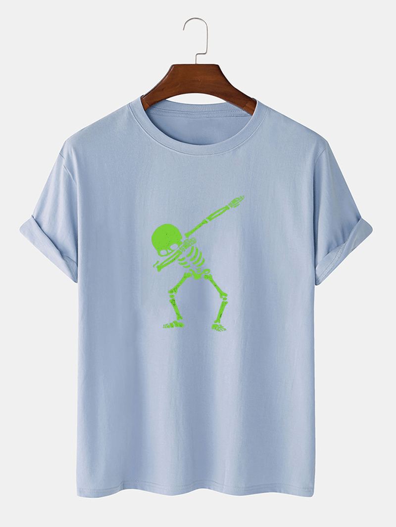 Herre 100% Bomuld Skelettrykte O-hals Kortærmede T-shirts