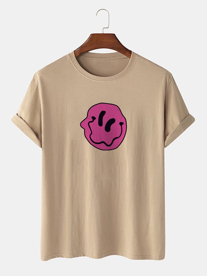 Herre 100% Bomuld Smile Emojis Med Tryk Rundhals Kortærmede T-shirts