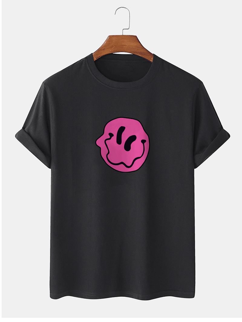 Herre 100% Bomuld Smile Emojis Med Tryk Rundhals Kortærmede T-shirts