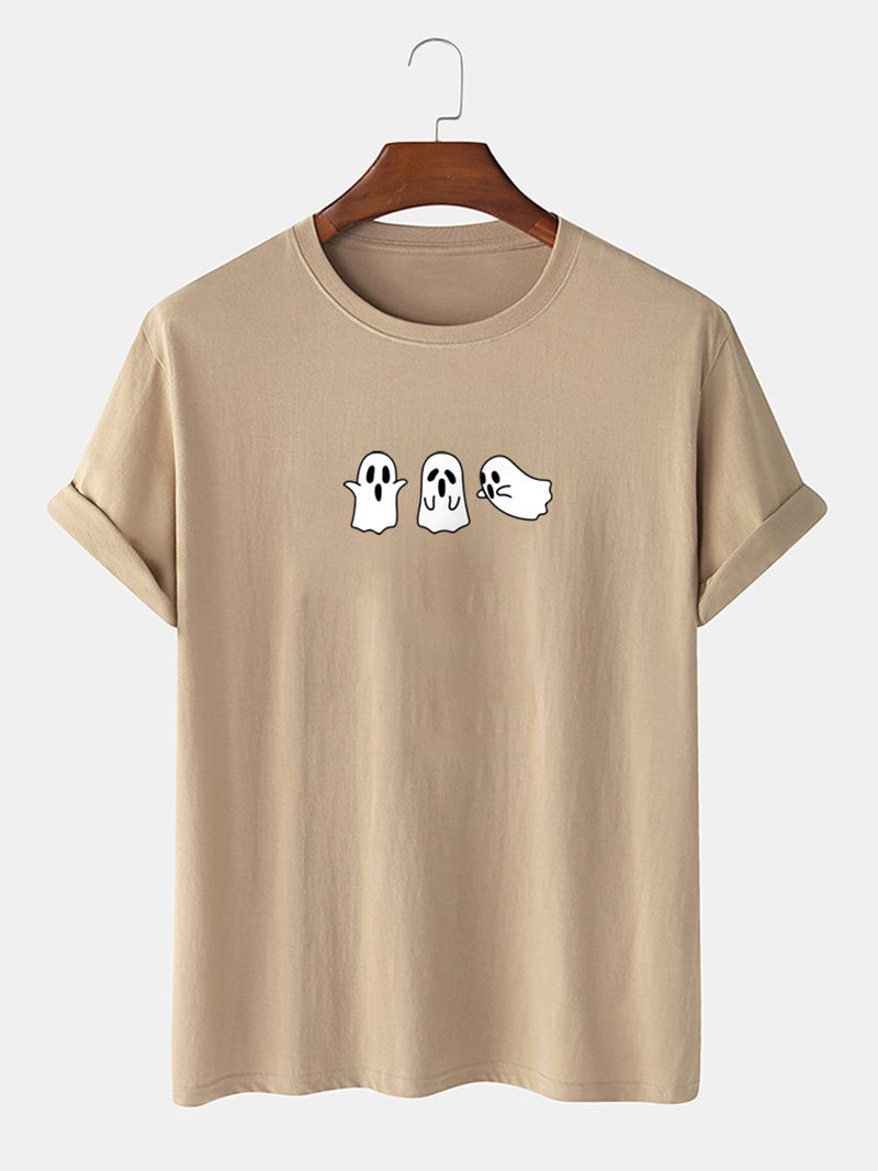 Herre 100% Bomuld Solid Tegneserie Ghost Printing Funny T-shirt