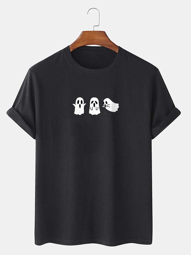 Herre 100% Bomuld Solid Tegneserie Ghost Printing Funny T-shirt