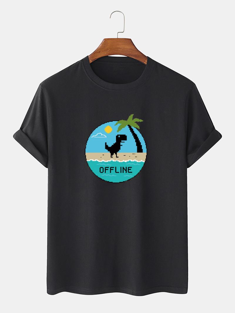 Herre 100% Bomuld Tegneserie Dinosaur Grafisk Med Tryk Åndbar Tynd Afslappet T-shirt