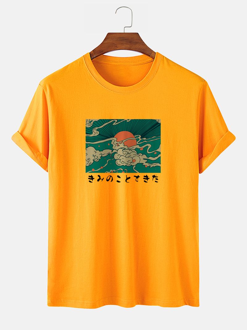 Herre 100% Bomuld Ukiyoe Med Tryk Rundhalset Kortærmede T-shirts