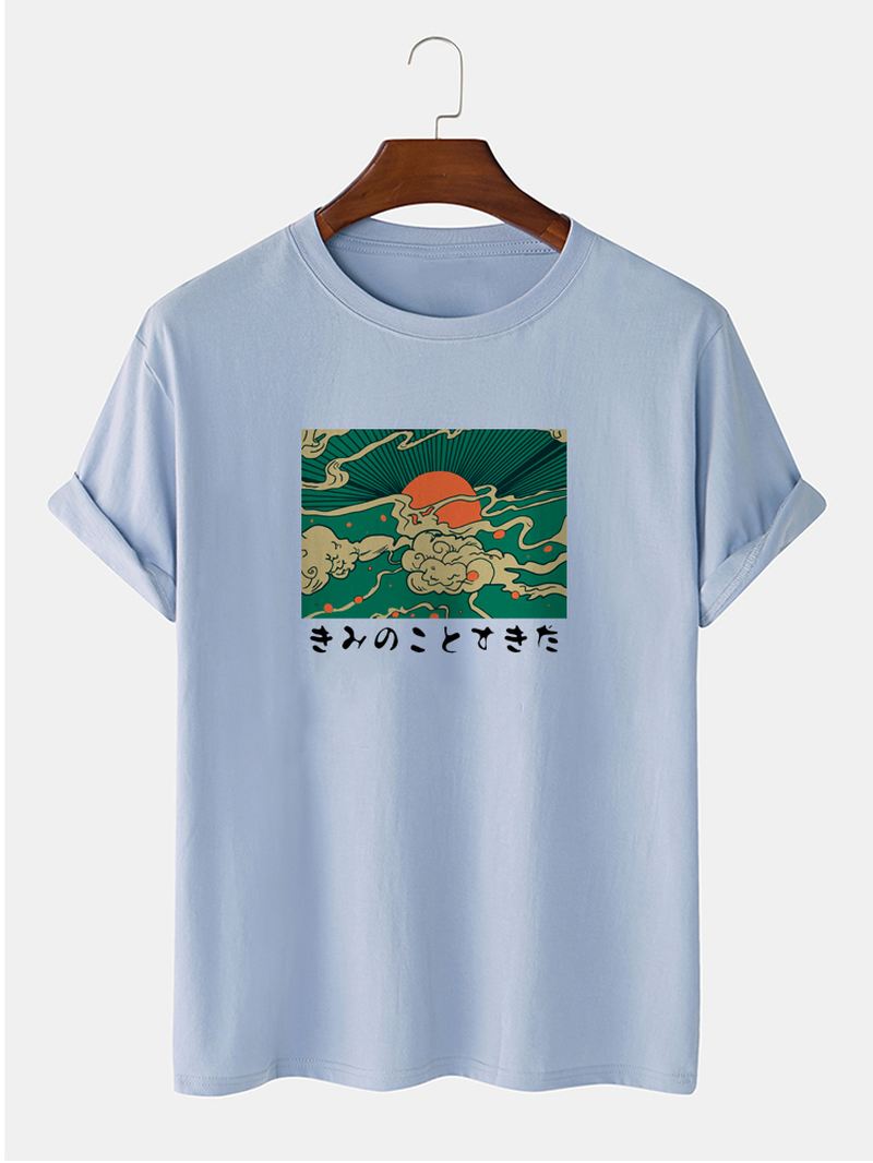 Herre 100% Bomuld Ukiyoe Med Tryk Rundhalset Kortærmede T-shirts