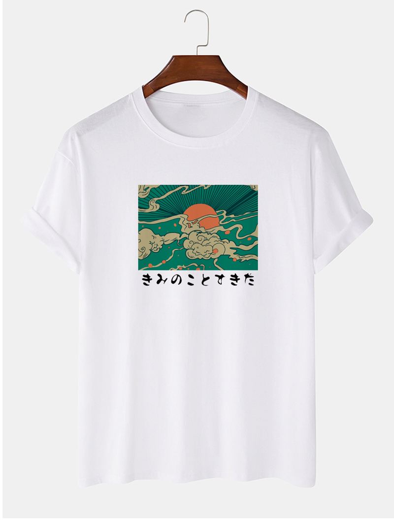 Herre 100% Bomuld Ukiyoe Med Tryk Rundhalset Kortærmede T-shirts