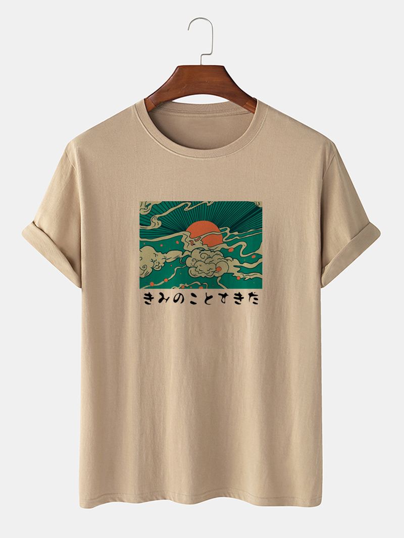 Herre 100% Bomuld Ukiyoe Med Tryk Rundhalset Kortærmede T-shirts