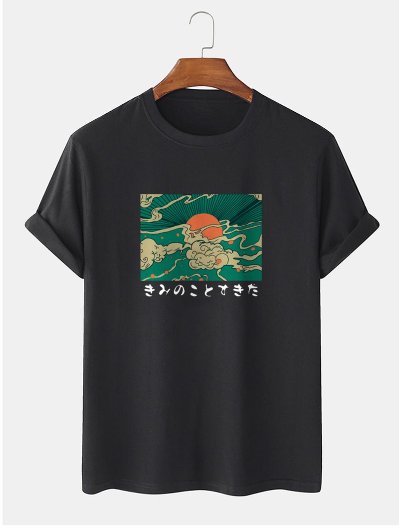 Herre 100% Bomuld Ukiyoe Med Tryk Rundhalset Kortærmede T-shirts