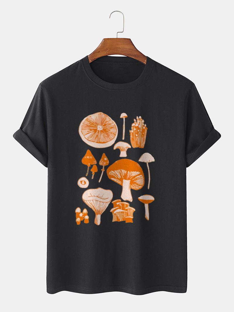 Herre 100% Bomuld Vintage Champignon Med Tryk O-hals Kortærmet Afslappet T-shirt