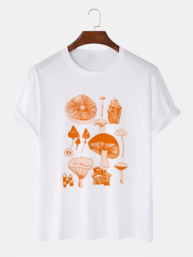 Herre 100% Bomuld Vintage Champignon Med Tryk O-hals Kortærmet Afslappet T-shirt