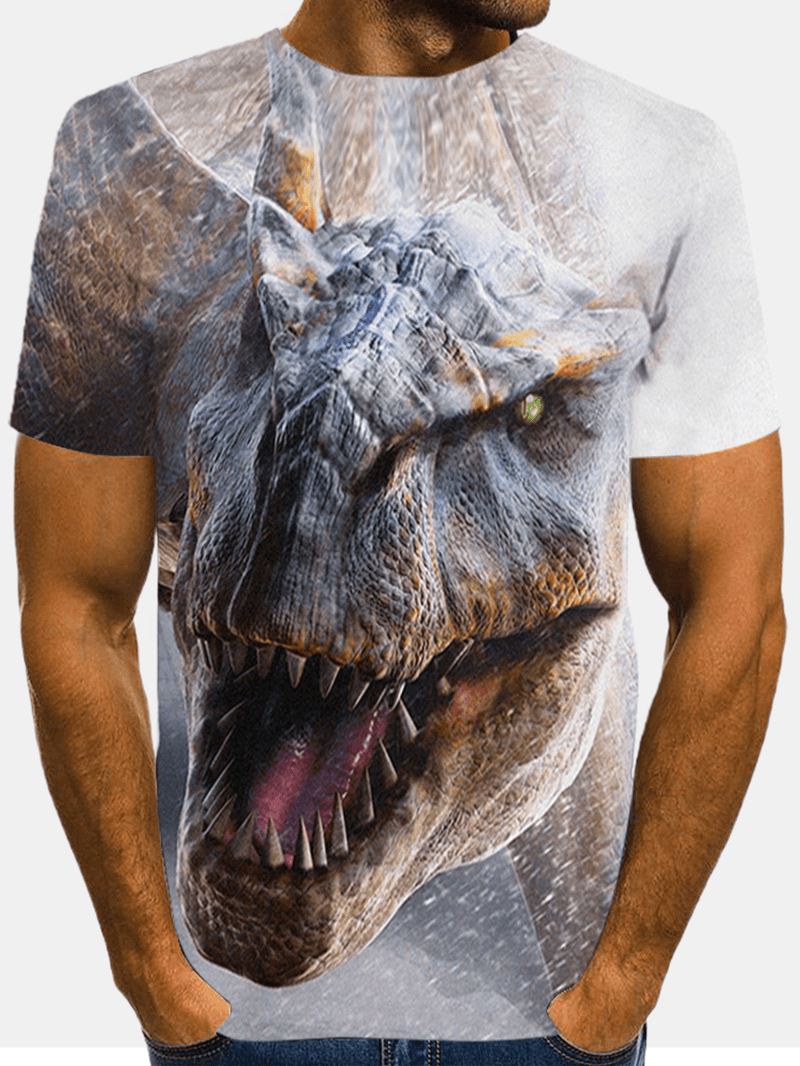 Herre All Over 3d Monster Med Tryk O-hals Afslappede Kortærmede T-shirts