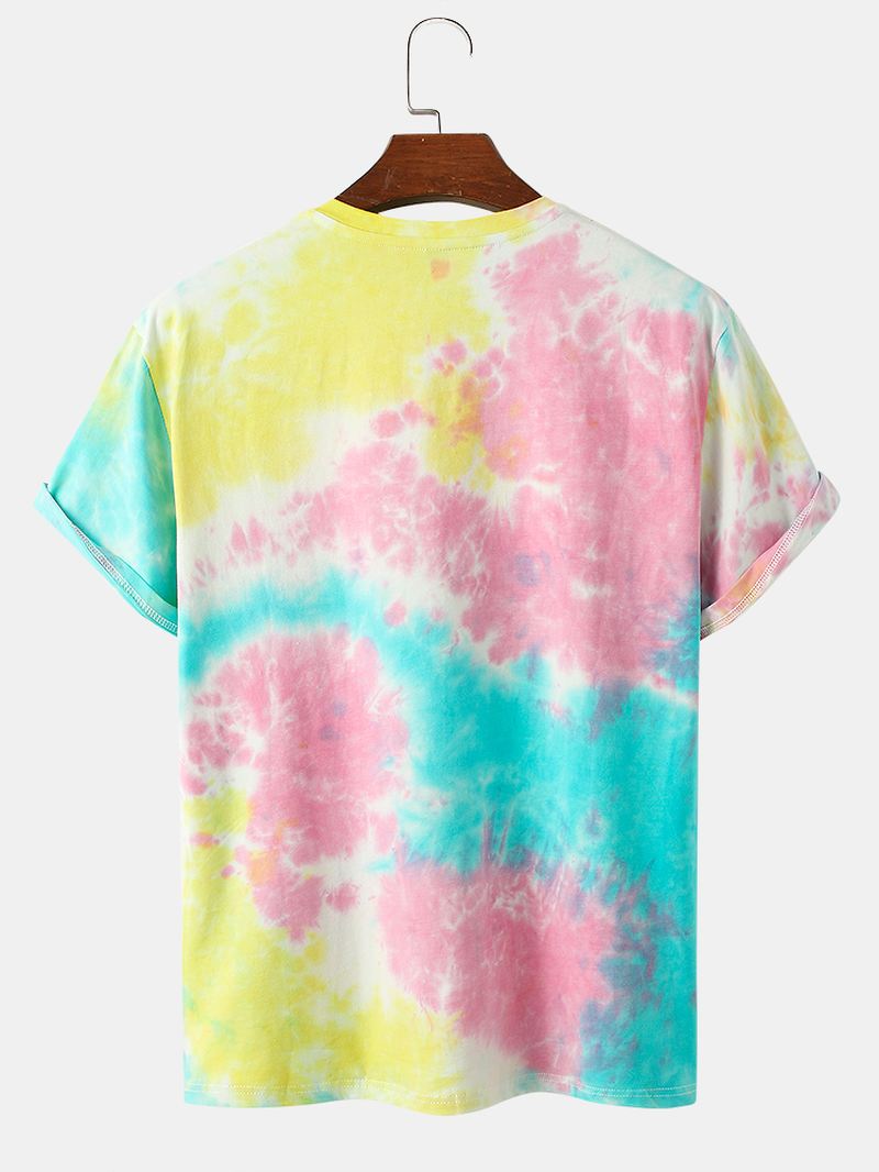 Herre Bomuld Søde Blomstermønster Tie Dye Kortærmede T-shirts