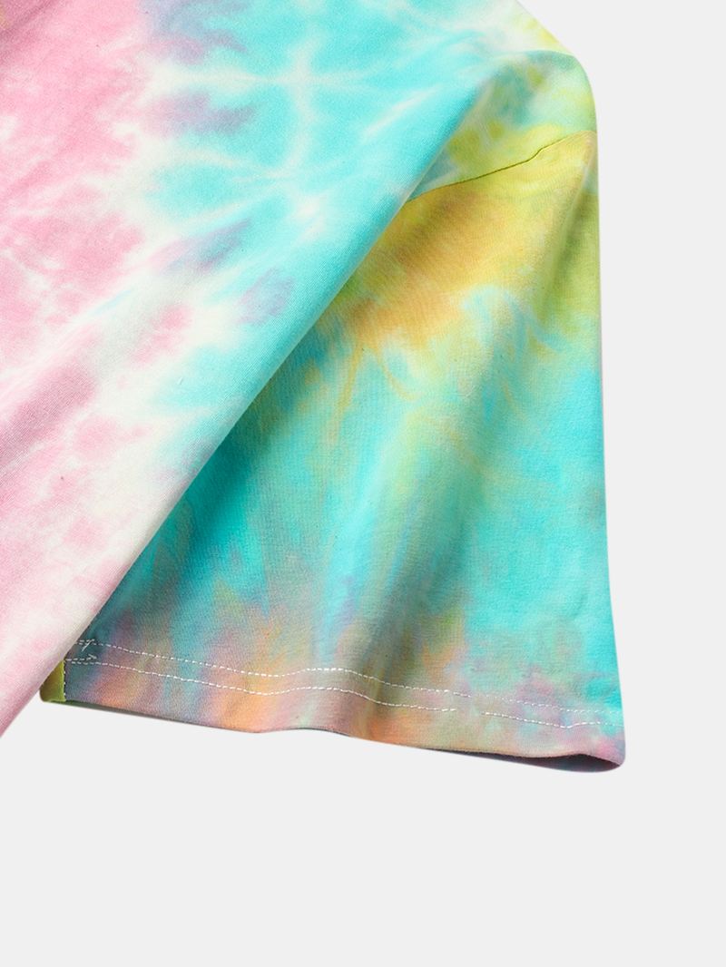 Herre Bomuld Søde Blomstermønster Tie Dye Kortærmede T-shirts