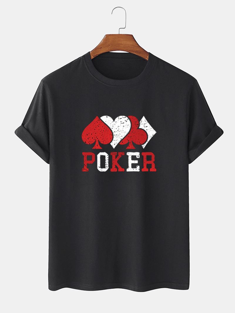 Herre Casual 100% Bomuld Kontrast Kortærmede T-shirts Med Pokertryk