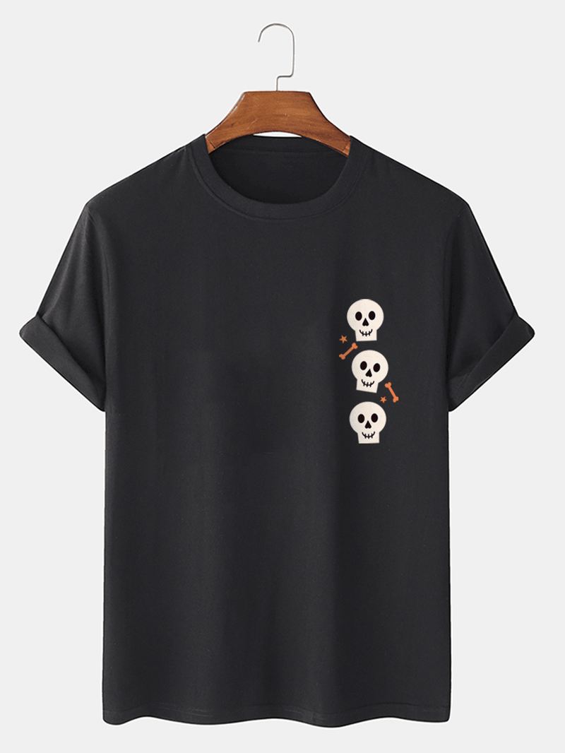 Herre Casual 100% Bomuld Skeleon Med Tryk Rund Hals T-shirts