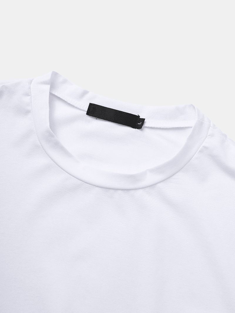 Herre Ensfarvet Rund Hals Side Split Langærmet Casual T-shirts