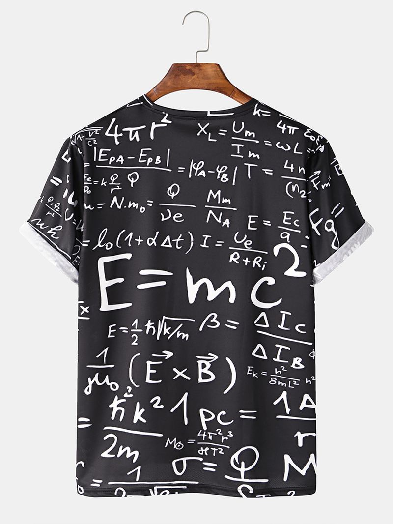 Herre Funny Doodle Math Formulas Med Tryk Casual Sorte Kortærmede T-shirts