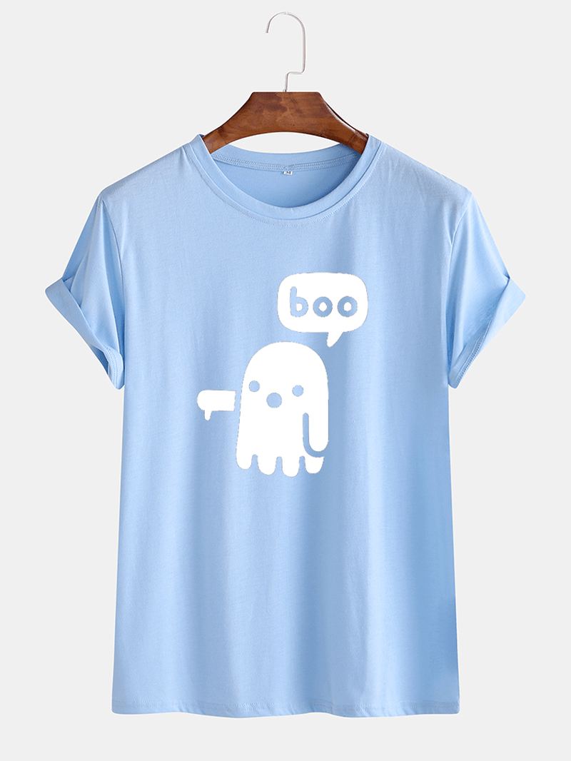 Herre Funny Tegneserie Ghost O-hals Åndbare Kortærmede T-shirts