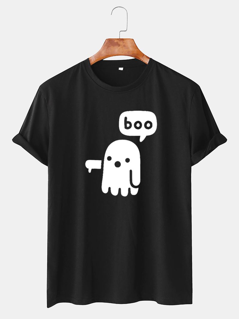 Herre Funny Tegneserie Ghost O-hals Åndbare Kortærmede T-shirts