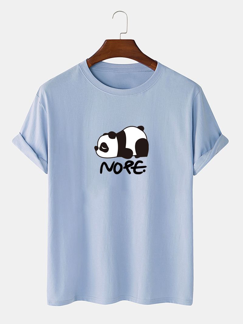 Herre Nope Panda Tegneserie Med Tryk Kortærmet Bomuld Casual T-shirt