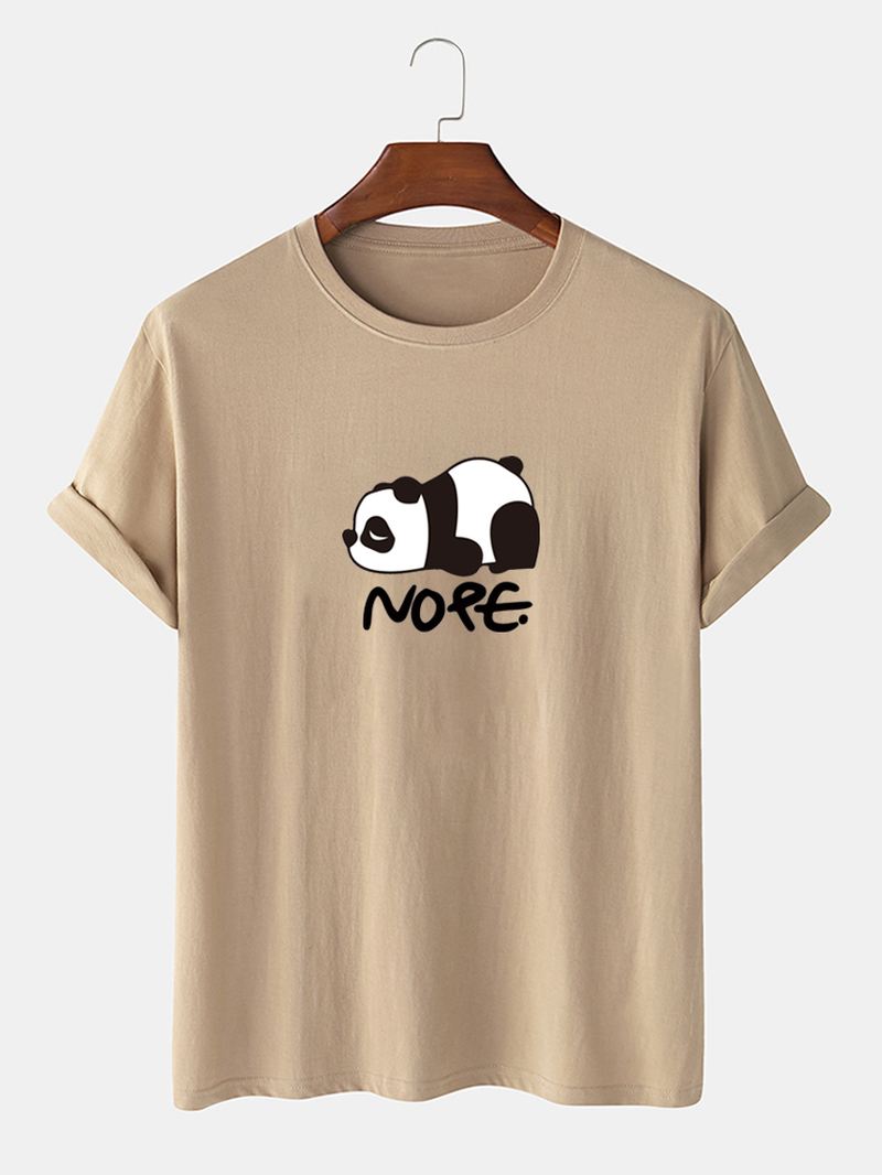 Herre Nope Panda Tegneserie Med Tryk Kortærmet Bomuld Casual T-shirt