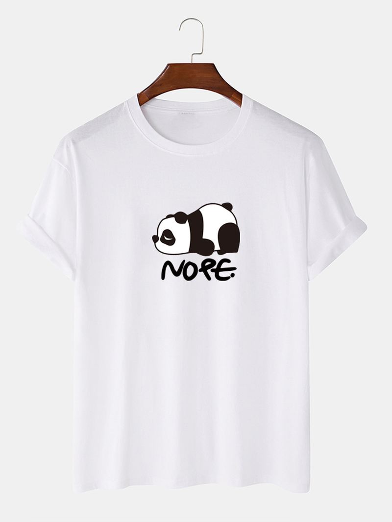 Herre Nope Panda Tegneserie Med Tryk Kortærmet Bomuld Casual T-shirt