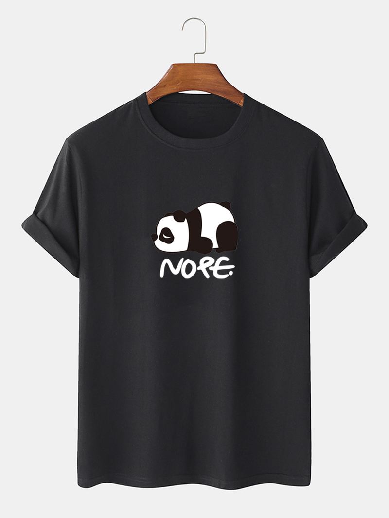 Herre Nope Panda Tegneserie Med Tryk Kortærmet Bomuld Casual T-shirt