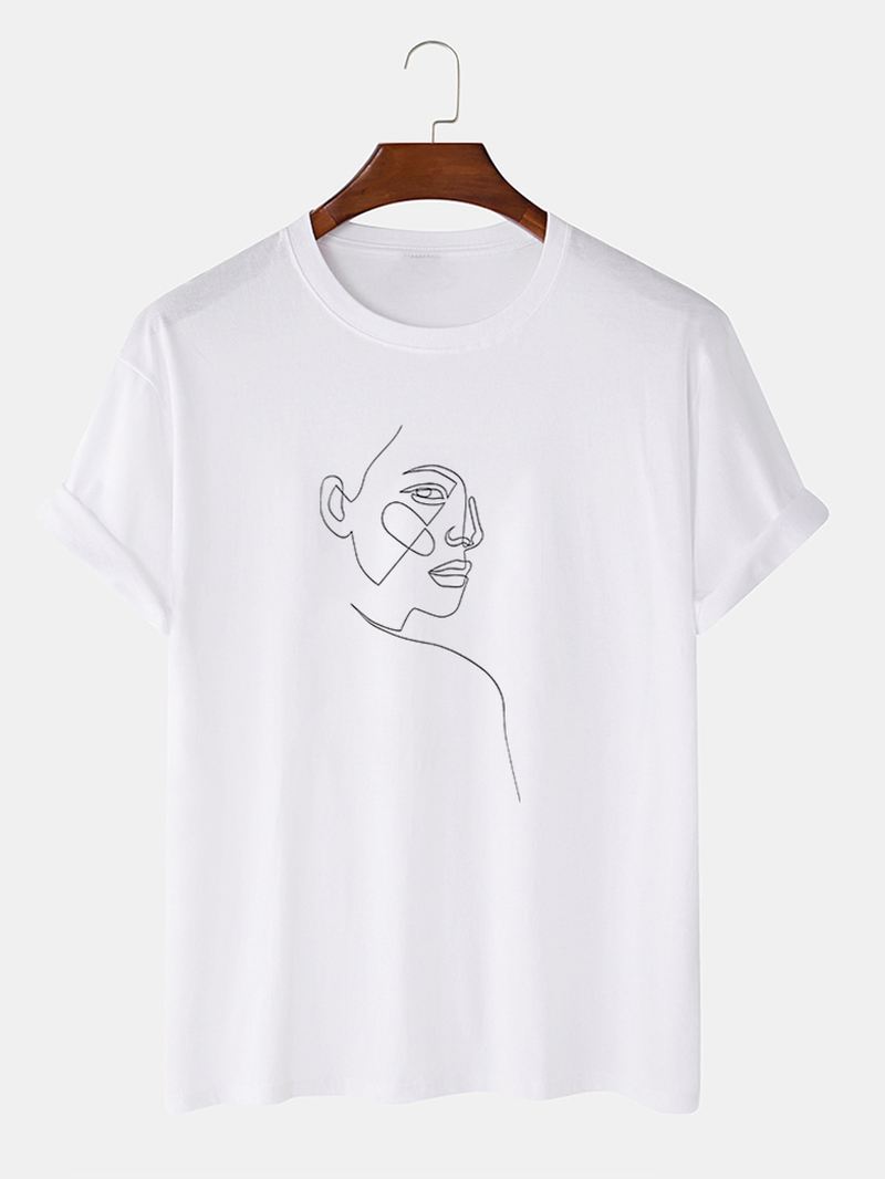 Herre Pindefigur Peace Dove Med Tryk Hvide Korte Ærmer Afslappede T-shirts